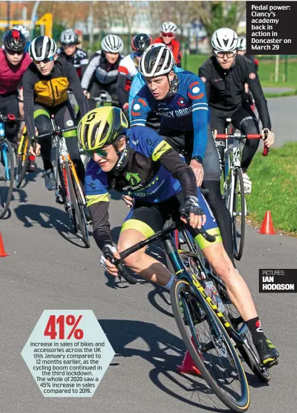  ??  ?? Pedal power: Clancy’s academy back in action in Doncaster on March 29
PICTURES: IAN HODGSON