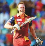  ??  ?? AB De Villiers after scoring his ton in 2015