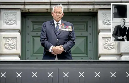  ?? ?? Vietnam veteran Bob Davies reads the Ode of Remembranc­e at the Tomb of the Unknown Warrior in Wellington.