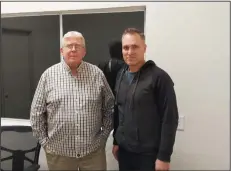  ?? JOHN BAYS/NEWS-SENTINEL ?? Rick Souza, left, Faith Home Teen Challenge’s executive director of North San Joaquin Valley and Pastor Jason McEachron of Gravity Church in Lodi, right, stand in FHTC’s new contact office in Gravity Church on Friday afternoon.