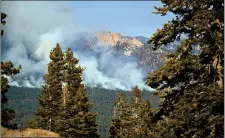  ?? PHOTO VIA CALFIRE ?? This Monday photo shows the Lion Fire as it burns in the Golden Trout Wilderness