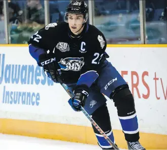  ?? SAINT JOHN SEA DOGS ?? Saint John Sea Dogs captain Anthony Boucher makes those long Quebec Major Junior Hockey League bus trips productive by studying for school, examining game film and getting some rest.