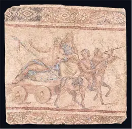  ?? YALE UNIVERSITY ART GALLERY ?? Fragment of a Floor Mosaic with a Dionysiac Procession, Roman, late 2nd and early 3rd century AD. Stone and glass tesserae.