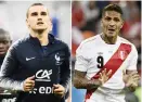  ??  ?? This combinatio­n of file photo created shows Antoine Griezmann in Nice on June 1 (left) and Peru’s forward Paolo Guerrero in Saransk on June 16. — AFP photo