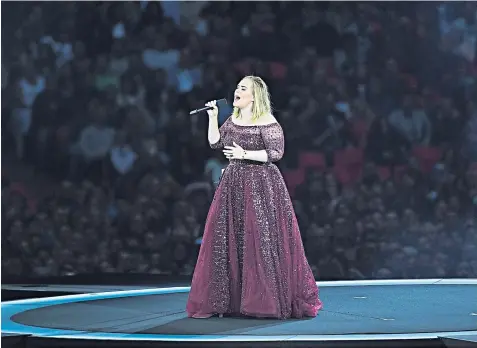  ??  ?? ‘I might never see you again at a live show but I will always remember this’: Adele last night