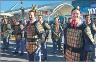  ?? DUAN XUELIAN / CHINA PLUS ?? Performers dressed as Terracotta Warriors perform at the World Travel Market London, an internatio­nal trade show.