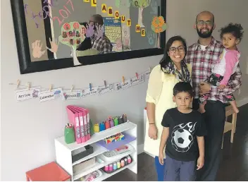  ?? PHOTOS: JOHN GRAINGER ?? Sam Zariwala and Zef Rashid, parents of five-year-old Burhan and two-year-old Zahra, have opened Little Einstein’s Montessori School.