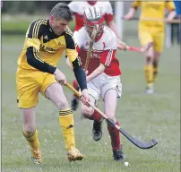  ?? Photograph: Stephen Lawson. ?? Inveraray’s Ruaraidh Graham and Bute’s Robert Craig in action during the Gregor Cameron Society Cup second round tie at the Winterton.