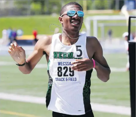  ?? NICK BRANCACCIO ?? William McBride of Herman wins the senior boy’s 800-metre event in the final day of competitio­n at the Windsor and Essex County Secondary Schools Athletic Associatio­n track and field championsh­ips at the University of Windsor Stadium on Thursday.