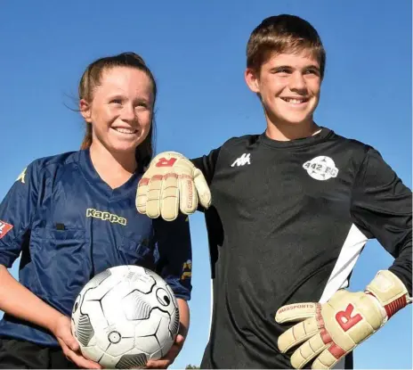  ??  ?? SPORTY SIBLINGS: Layla and Flynn Proctor will feature at the School Sport Australia national championsh­ips (football) from September 16-21 in Sydney. Layla will line-up as referee while Flynn will be in goal for Queensland.