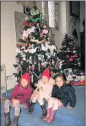  ??  ?? ■ Eva, Esmae and Thea pictured with St Botolph’s Primary School tree which won the Schools category.