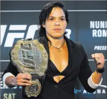  ?? Erik Verduzco ?? Las Vegas Review-journal @Erik_verduzco Amanda Nunes will fight at least one more time at 135 pounds before moving up to face featherwei­ght champ Cris “Cyborg” Justino.