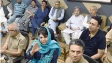  ?? — AFP ?? Jammu and Kashmir Chief Minister Mehbooba Mufty speaks during a press conference after submitting her resignatio­n in Srinagar on Tuesday.