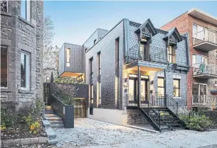  ?? CHARLES LANTEIGNE PHOTOS ?? The 1880s-era facade of this Alexandre-de-Sève townhouse retains the original architectu­ral details including slate mansard, woodwork and carvings, dormers, windows, cornices and corbels.