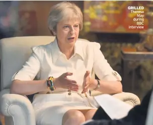  ??  ?? GRILLED Theresa May during BBC interview