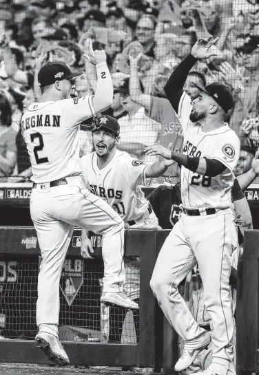  ?? Brett Coomer / Staff photograph­er ?? Astros third baseman Alex Bregman, left, and his teammates know the Yankees have “a really good team,” but he’s quick to point out that “so do we.”