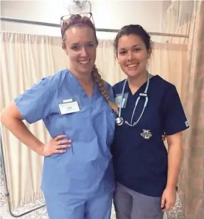  ?? JESSICA ROSING ?? Nurse Jessica Rosing, right, said she was attacked by a patient in March 2016 at St. Luke’s Medical Center in Milwaukee. She said he put a syringe to her neck and yanked her shoulder. Rosing needed surgery and said she had to leave bedside nursing as a result of the assault. Nurse Lisa Mader, left, said patients lost an excellent caregiver.