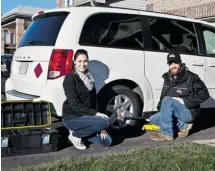  ?? BRUNO SCHLUMBERG­ER/OTTAWA CITIZEN ?? Crystal Karam, owner of Tire Changers, sends technician­s, like Bill Rose, to a customer’s home or workplace to change their tires.