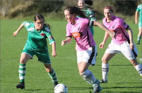  ??  ?? Team captain Kylie Murphy in control of the ball during the 1-0 win over Cork City in Bishopstow­n on Sunday.