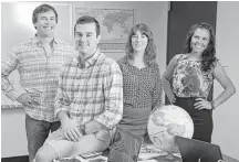  ?? Melissa Phillip / Houston Chronicle ?? Lawrence Kalinov, from left, Bobby Mansour, Meredith Kalinov and Stela Tomova are the founders of Pangea196.