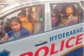  ?? — DC ?? A police official dropping around seven to eight students at the exam centre in his patrolling car.