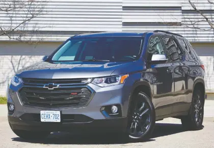  ?? PHOTOS: JONATHAN YARKONY/DRIVING ?? The 2020 Chevrolet Traverse RS is a calm cruiser, but the price for the mid-level is high, Jonathan Yarkony says.