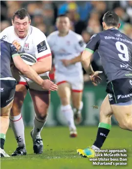  ??  ?? Honest approach: Jack Mcgrath has won Ulster boss Dan
Mcfarland’s praise