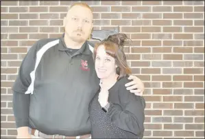  ?? FILE PHOTO ?? School resource officer Buck Owen (left) is pictured earlier this year with high school teacher Joelle Stark. A spaghetti dinner benefit for Owen, who just had a liver transplant, will be at 6 p.m. Friday at the Pineville Community Center.