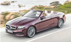  ?? FOTO: DAIMLER AG ?? Geöffnet ab September: Das Cabrio der E-Klasse von Mercedes-Benz soll erst im Herbst auf den Markt kommen.