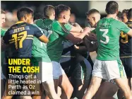  ??  ?? UNDER THE COSH Things get a little heated in Perth as Oz claimed a win