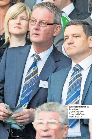  ?? ?? Welcome back St Johnstone chairman Steve Brown with Stan Harris in 2012