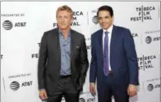  ?? BRENT N. CLARKE — ASSOCIATED PRESS ?? Actors Billy Zabka, left, and Ralph Macchio attend a screening of “Tribeca: TV: Cobra Kai” at the SVA Theatre during the Tribeca Film Festival on April 24 in New York.