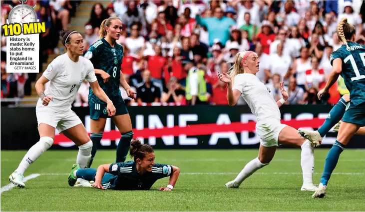  ?? GETTY IMAGES ?? History is made: Kelly stabs home to put England in dreamland