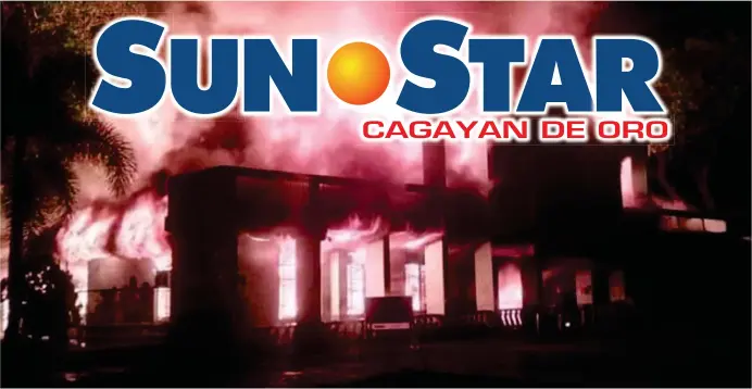  ?? (JCD/SUPPLIED PHOTO) ?? RAZED. The entire municipal building of Sugbongcog­on town in Misamis Oriental apparently turned into ashes when a fire of a still unknown origin struck on Tuesday night, May 21.