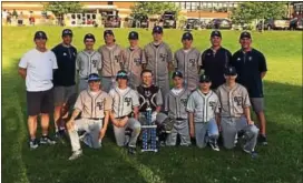  ?? SUBMITTED PHOTO ?? Members of the St. Eleanor CYO baseball team pose with the trophy after winning the Region 21title earlier this month.