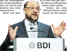  ?? DPA-BILD: VON JUT?CZENKA ?? ...SPD-Vorsitzend­er und Kanzlerkan­didat Martin Schulz redete im Anschluss.