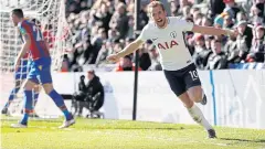  ?? REUTERS ?? Tottenham’s Harry Kane celebrates his goal against Crystal Palace.