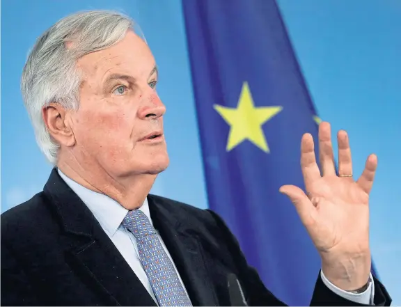 ?? Picture: AP. ?? EU chief negotiator Michel Barnier insists the single market must be protected.