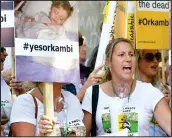  ??  ?? Campaigner­s outside Downing Street as part of a campaign over the lack of availabili­ty of Orkambi