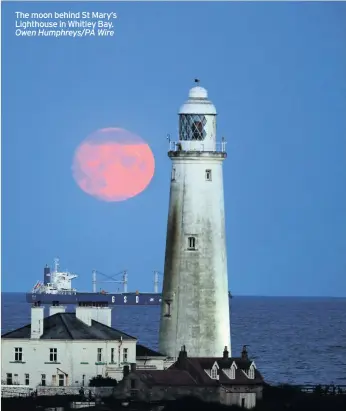  ??  ?? The moon behind St Mary’s Lighthouse in Whitley Bay.