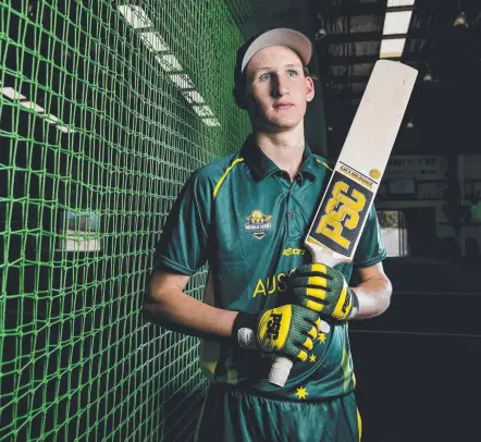  ?? Picture: JERAD WILLIAMS ?? James Carmichael, 17, will play for the Australian under-17 indoor cricket team at the Junior World Series.