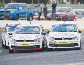  ?? Picture: Dave Ledbitter. ?? REALLY CLOSE. The closest racing at Kyalami should be provided by the Engen Volkswagen Cup youngsters.