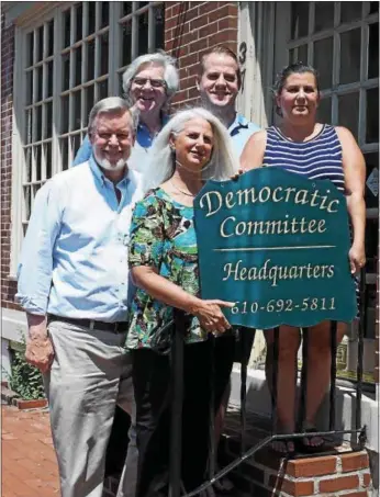  ?? SUBMITTED PHOTO ?? Chester County Democratic Committee Secretary David Rhoads, Executive Committee Member Jim Salvas, Vice Chair Lani Frank, Chair Brian J. McGinnis and Treasurer Lisa Longo pose for a photo at their new headquarte­rs.