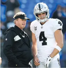  ?? GAIL BURTON/THE ASSOCIATED PRESS ?? The Oakland Raiders are 2-10 despite having signed head coach Jon Gruden to a 10-year, $100-million contract. The decline of quarterbac­k Derek Carr has been problemati­c.