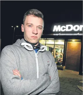  ??  ?? Keiran Swindale outside the McDonald’s restaurant.