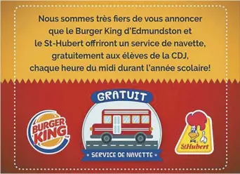  ??  ?? Voici la publicité annonçant le service de navette offert aux élèves de la Cité des jeunes. - Gracieuset­é