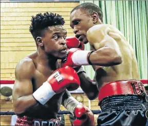  ?? PHOTO: NICK LOURENS ?? Percy Mkhize, left, and Thabo Seforo wowed fans with their fists of fury during last year’s maiden developmen­t tourney.