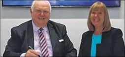  ??  ?? Ashford council leader Gerry Clarkson with Jo James, chief executive of the Kent Invicta Chamber of Commerce