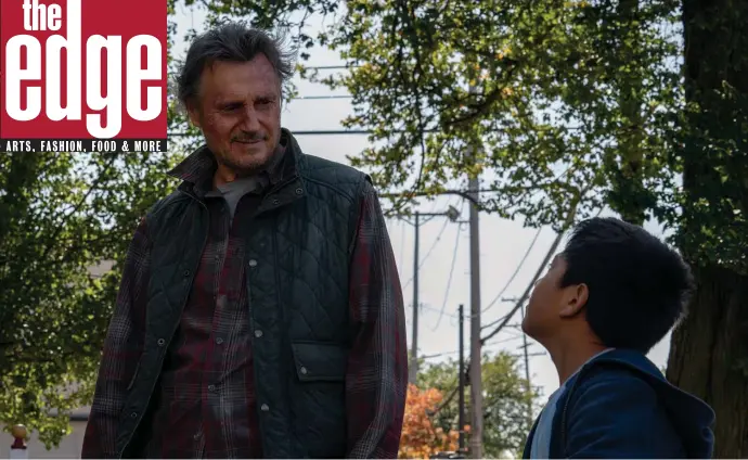  ??  ?? ROAD TRIP: Liam Neeson’s Jim decides to take a young boy (Jacob Perez) who’s running from a Mexican cartel to safety with relatives in Chicago in ‘The Marksman.’