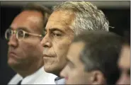  ?? AP PHOTO/PALM BEACH POST, UMA SANGHVI, FILE ?? In this 2008 file photo, Jeffrey Epstein appears in court in West Palm Beach, Fla. Epstein has died by suicide while awaiting trial on sex-traffickin­g charges, says person briefed on the matter, Saturday.